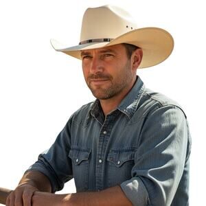 Wrangler Vintage Shantung Panama Cowboy Hat 7 3/8 Sheepskin Leather Sweatband